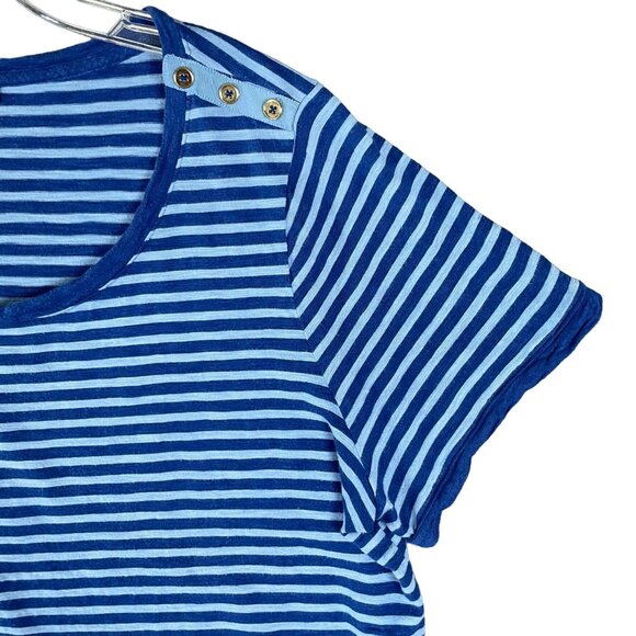 Talbots Top Womens 2X Blue Striped Nautical Sailor Stretch Casual Office Norm - Picture 5 of 16